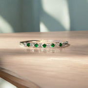 Silver Toned Round Green American Diamond Studded Bracelet