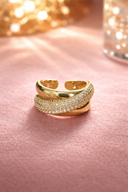 Luxe Crisscross Emerald Diamond Triple Band Ring