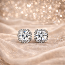 Silver Zircon Bubble Stud Earrings