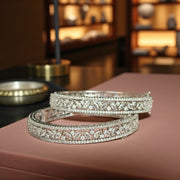 Ivory Gleam Crystal Bangle Pair