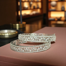 Ivory Gleam Crystal Bangle Pair