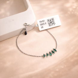 Silver green Blue Drop Bracelet