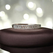 Rhodium-Plated Silver Toned Leaf Shaped Pink American Diamond Studded Bracelet