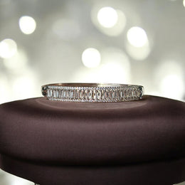 Rhodium-Plated Silver Toned Leaf Shaped Pink American Diamond Studded Bracelet