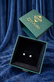 Silver Glistening Stud Earrings