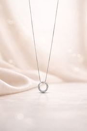 Silver Circle of Joy Pendant With Link Chain