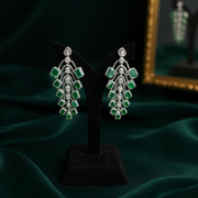 Trending Green American Diamond Long Earrings For Women