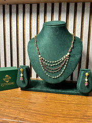Layered Ruby & Pearl Necklace Set