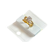 Luxury gold Triple Band Ring with Emeralds 
 and Diamond solitaire