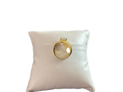 Luxury gold Triple Band Ring with Emeralds 
 and Diamond solitaire