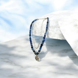 Midnight Indigo Elephant Charm Necklace