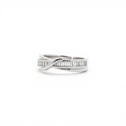 Silver Zircon Layered Ring