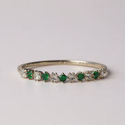 Silver Toned Round Green American Diamond Studded Bracelet