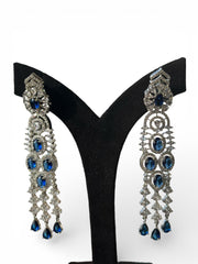 Blue American Dimond Long Drop Earrings