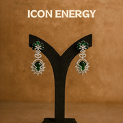 Green American Diamond Circular Earrings For Women