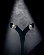 Flower Pearl Drop Diamond Stud