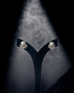 Flower Pearl Drop Diamond Stud