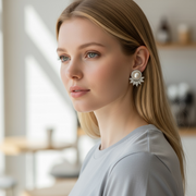 Flower Pearl Drop Diamond Stud