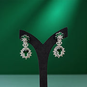 Green American Diamond Circular Earrings For Women