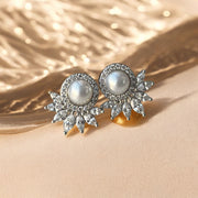 Flower Pearl Drop Diamond Stud