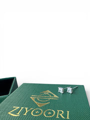 Silver Glistening Stud Earrings