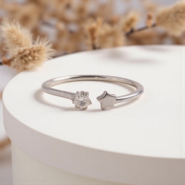 Silver Zircon Beachy Waves Ring