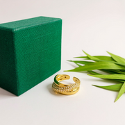 Luxe Crisscross Emerald Diamond Triple Band Ring