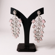 American Diamond Long Pink Earrings For Women