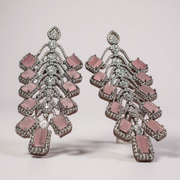 American Diamond Long Pink Earrings For Women