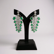 Trending Green American Diamond Long Earrings For Women