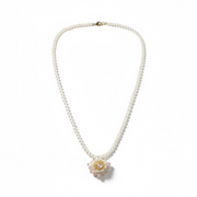 Pearl Beaded Floral Charm Necklace