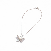 Silver Flowery Snowflake Pendant With Link Chain