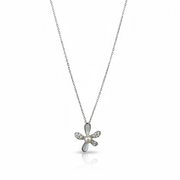 Silver Flower Pendant With Link Chain